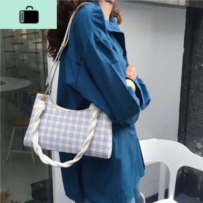 高级感 法棍包格子手提腋下包包2020新款潮单肩斜挎青蛙包NEW LAKE女士单肩包