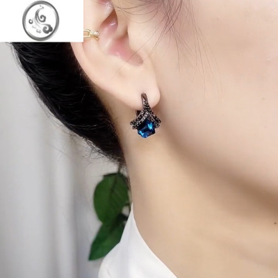 JiMi小众设计微镶幻影水晶克拉耳扣2023年新款潮气质耳环高级感耳钉女