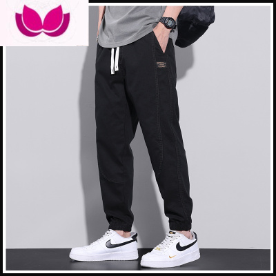 七斓冰丝休闲裤男2023新款宽松束脚运动九分工装长裤子薄款潮牌