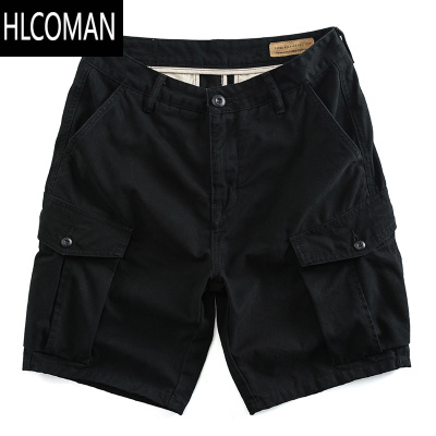 HLCOMAN户外多口袋黑色潮牌工装裤子短裤男休闲裤潮流百搭宽松直筒五分裤