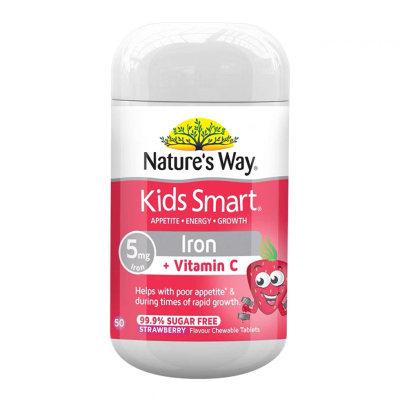 佳思敏(Nature's Way)儿童铁加维生素C咀嚼片VC草莓味50片/瓶装 澳洲进口孕婴童专用铁 适合2岁以上宝宝