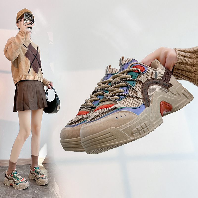 ins韩版厚底老爹鞋秋季新款街拍学生跑步运动鞋增高鞋