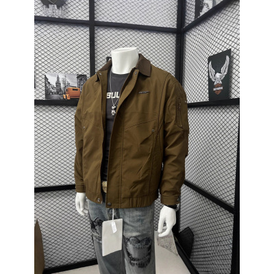 秋季新款潮牌拼接工装拉链夹克男士美式复古翻领宽松百搭休闲外套