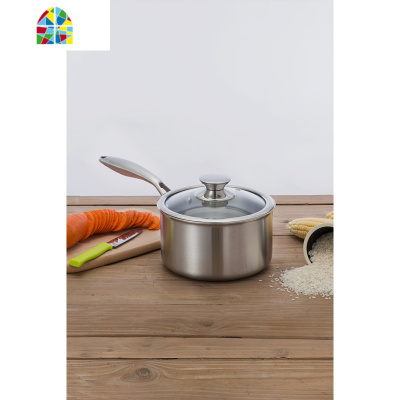 304不锈钢奶锅辅食小汤锅婴儿煮热牛奶锅电磁炉多功能泡面早餐锅 FENGHOU 内径16cm奶锅配1只蒸笼+不锈钢盖