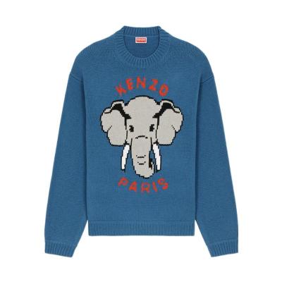 高田贤三(Kenzo)运动风格嵌花毛衣男羊毛棉尼龙套头衫休闲百搭时