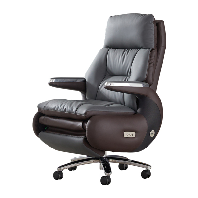 易企采 电动款加厚耐磨纳帕皮老板椅可躺大班椅久坐舒适家用电脑椅子商务办公室主管座椅