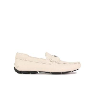 普拉达(PRADA)白色圆头休闲商务鞋舒适百搭配色徽标男士户外鞋