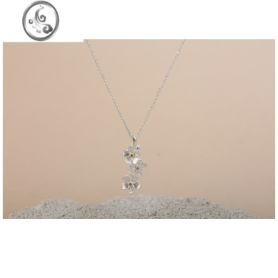 JiMi原创设计勿忘我项链花朵文艺复古气质S925银银饰品镀金锁骨链