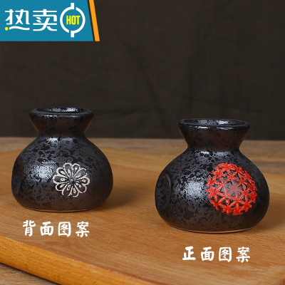 敬平简约釉下彩陶瓷牙签筒家庭餐厅火锅干冰小瓶子收纳盒饭店日式盅 黑锦布袋牙签筒