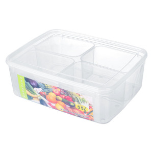 美帮汇五谷杂粮存储盒内分格保鲜盒冰箱储物盒食品密封盒透明收纳盒 白色5.5升4分格