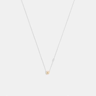 蔻驰(COACH)女士晶钻茶玫瑰吊坠项链可调节链长16至18英寸经典优雅吊坠