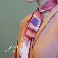 家柏饰(CORATED)尉了 落日玫瑰|原创真丝巾长条细窄丝巾丝带粉色绑包包春秋百搭