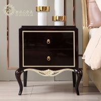 欧式床头柜美式轻奢实木花新古典储物柜床头橱现代简约收纳柜子