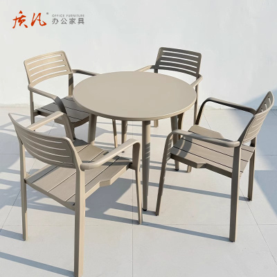 质凡户外碳钢小圆桌椅子组合室外摆不锈钢餐桌 80厘米圆桌+4椅