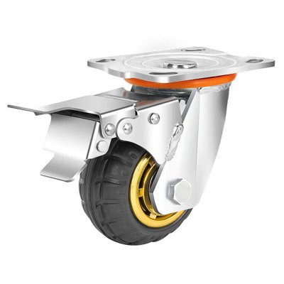 豫众诺 重型橡胶脚轮 4寸刹车轮 个