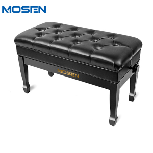 MOSEN莫森MS-25C琴凳 实木进口真牛皮带书箱加厚椅子双人液压自动升降凳子 琴凳