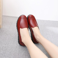 新款女鞋浅口牛皮女式休闲鞋平底单鞋舒适工作鞋