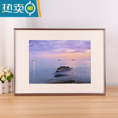 敬平简约窄边铝合金画框装裱8k4开A2海报外框定制A3相框挂墙拼图框架 圆弧面702玫瑰金 (40*60cm)送无痕墙钉