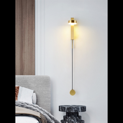 铜壁灯卧室床头灯北欧古达现代简约客厅壁灯背景墙过道极简轻奢壁灯