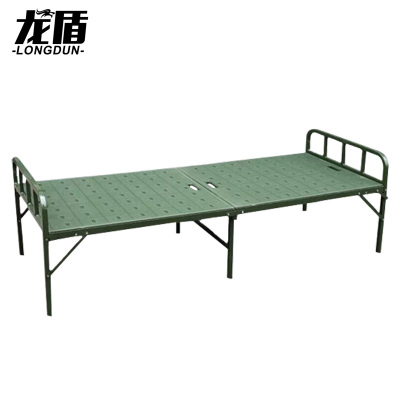 龙盾行军床户外钢塑两折行军床便携吹塑床后勤折叠床简易午休床