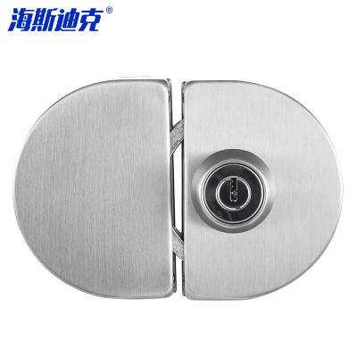 海斯迪克 304不锈钢玻璃门门锁 推拉门单门双门免开孔玻璃门锁 双开插锁 单边玻璃单面锁-外钥内无 HKsq-315
