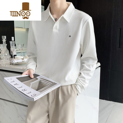 YANXU翻领百搭卫衣男宽松长袖T恤男装上衣潮牌polo衫ins休闲外套