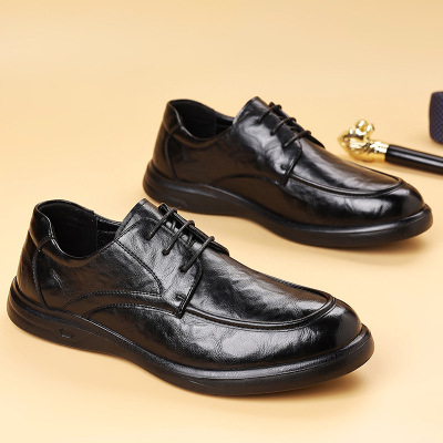 皮鞋男新款英伦百搭男士商务休闲皮鞋黑色简约结婚鞋男鞋
