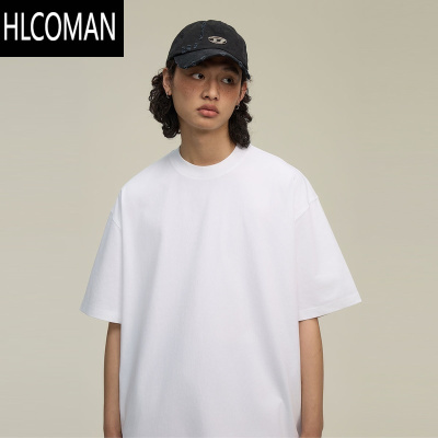 HLCOMAN 260g复古小领口索o娜短袖t恤男宽松纯色打底衫凉感速干半袖