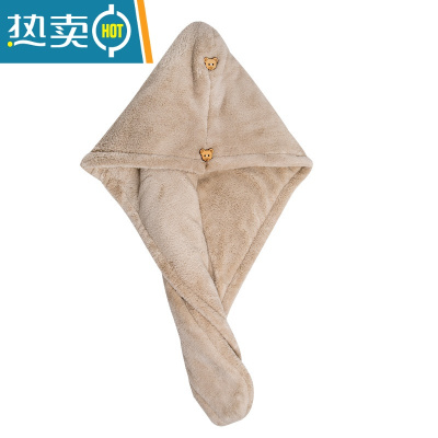 敬平双层加厚干发帽女吸水擦长头发速干成人学生儿童包头毛巾可爱 杏色双层