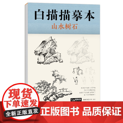白描描摹本山水树石 中国工笔画白描底稿临摹本 画画自学零基础入门书教材超级线条浅印勾线名家底稿图大全美术经典全集