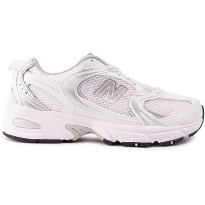 新百伦(New Balance)女士运动休闲跑鞋白色银色复古透气缓震橡胶