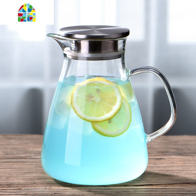 冷水壶玻璃可高温防爆大容量家用套装凉开水壶凉水杯凉水壶 FENGHOU 镜泊壶1800ML+胖胖杯*2+日式茶盘