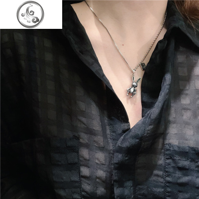 ins网红嘻哈锁骨链个性气质韩国小兔子铭牌吊坠简约复古蹦迪项链 JiMi