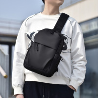 简约休闲男款胸前包大容量牛津布男士胸包防水户外运动单肩斜挎包