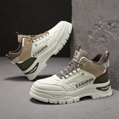 冬季新款马丁靴男英伦风时尚百搭舒适高帮厚底工装靴休闲潮鞋