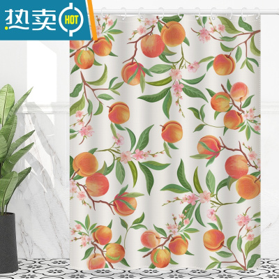 敬平浴室防水浴帘卫生间免打孔套装干湿分离加厚浴间窗帘蜜桃挂帘