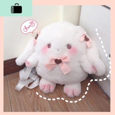 某馒头原创小胖墩毛绒可爱兔子lolita包包软妹玩偶斜挎包双肩背包NEW LAKE女斜挎包