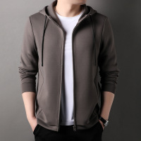 纯色连帽户外休闲外套简约时尚拉链免烫运动夹克出行男装外套