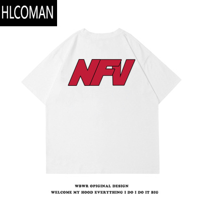 HLCOMANins潮牌个性字母印花短袖t恤男夏季百搭宽松260g情侣上衣