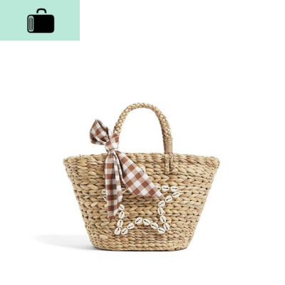 新款时尚丝巾编包贝壳篮式女包包手工编织包海边度假手提沙滩包NEW LAKE 葫芦草星星女斜挎包