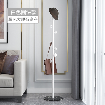 锦北 大理石铁艺衣帽架落地简易衣服卧室家用置物收纳简约现代挂衣架子 黑色大理石+白色圆饼大理石铁艺衣帽架落地简易衣服卧室