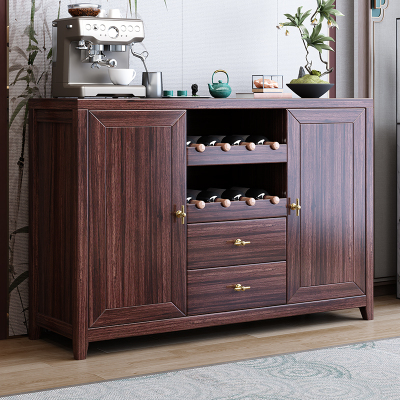 青木川 新中式简约现代实木餐边柜一体靠墙柜子客厅餐厅家用小户型收纳储物柜矮柜置物架茶水柜矮柜