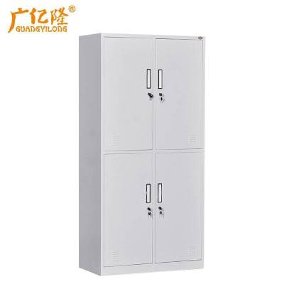 广亿隆钢制碗柜储物柜铁皮更衣柜带锁存放柜四门