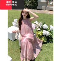 YIBUSHENG法式无袖挂脖连衣裙女季小个子海边度假高级感气质绝美仙女长裙