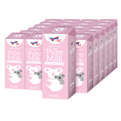 纽仕兰澳洲原装进口A2β-酪蛋白全脂纯牛奶200ml*24盒原箱专注儿童成长粉色家庭装
