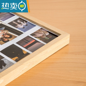 敬平实木diy拍立得画框情侣闺蜜洗照片做成挂墙相框手工生日摆台摆件 原木色 36寸[60*90cm]挂墙