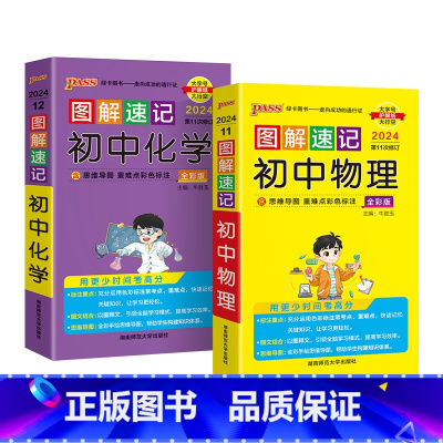 [套装]物理+化学2本 初中通用 [正版]新2024图解速记初中语文数学英语物理化学地理生物历史道德与法治文言文古诗文单