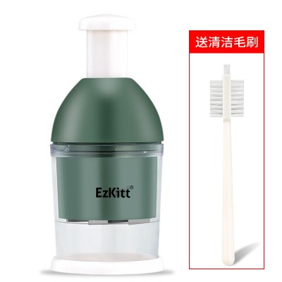 捣蒜器剥蒜捣蒜泥压蒜器拍蒜器大蒜捣碎机手动按压式 敬平 [不用剥皮的蒜泥]午夜绿-清洁刷研磨碗(碎物器)