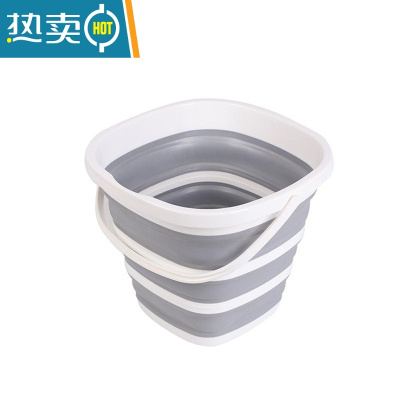 敬平可折叠大号水桶30L升大容量储水家用宿舍洗衣泡脚车载洗澡便携式 灰色10L方形带提手 29.5*24.5cm