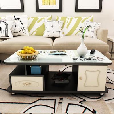 森美人茶几现代简约圆角小户型茶桌客厅简易钢化玻璃茶几电视柜组合